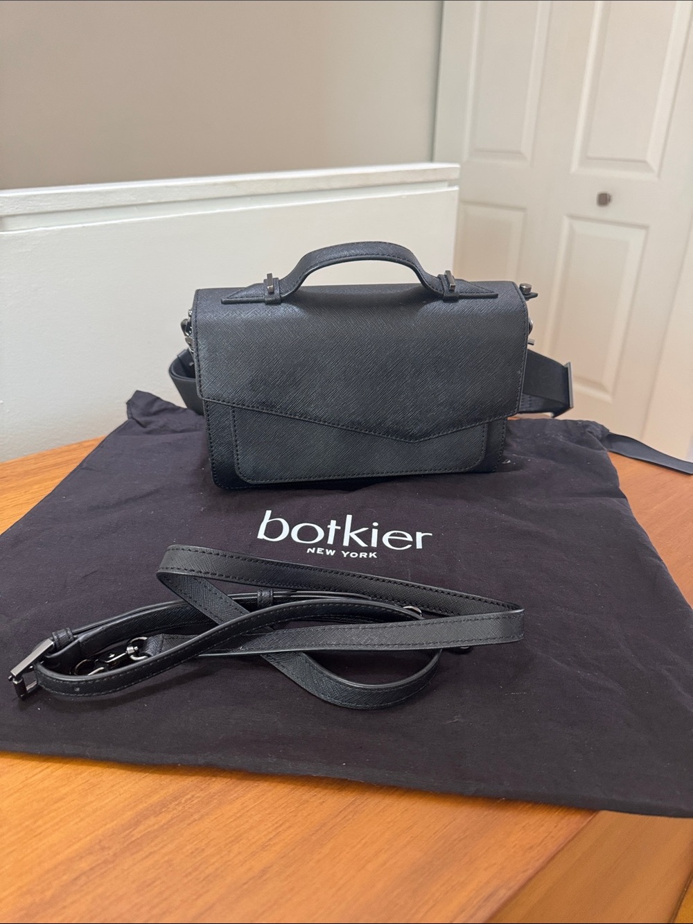 Cobble Hill Black Crossbody Leather Satchel